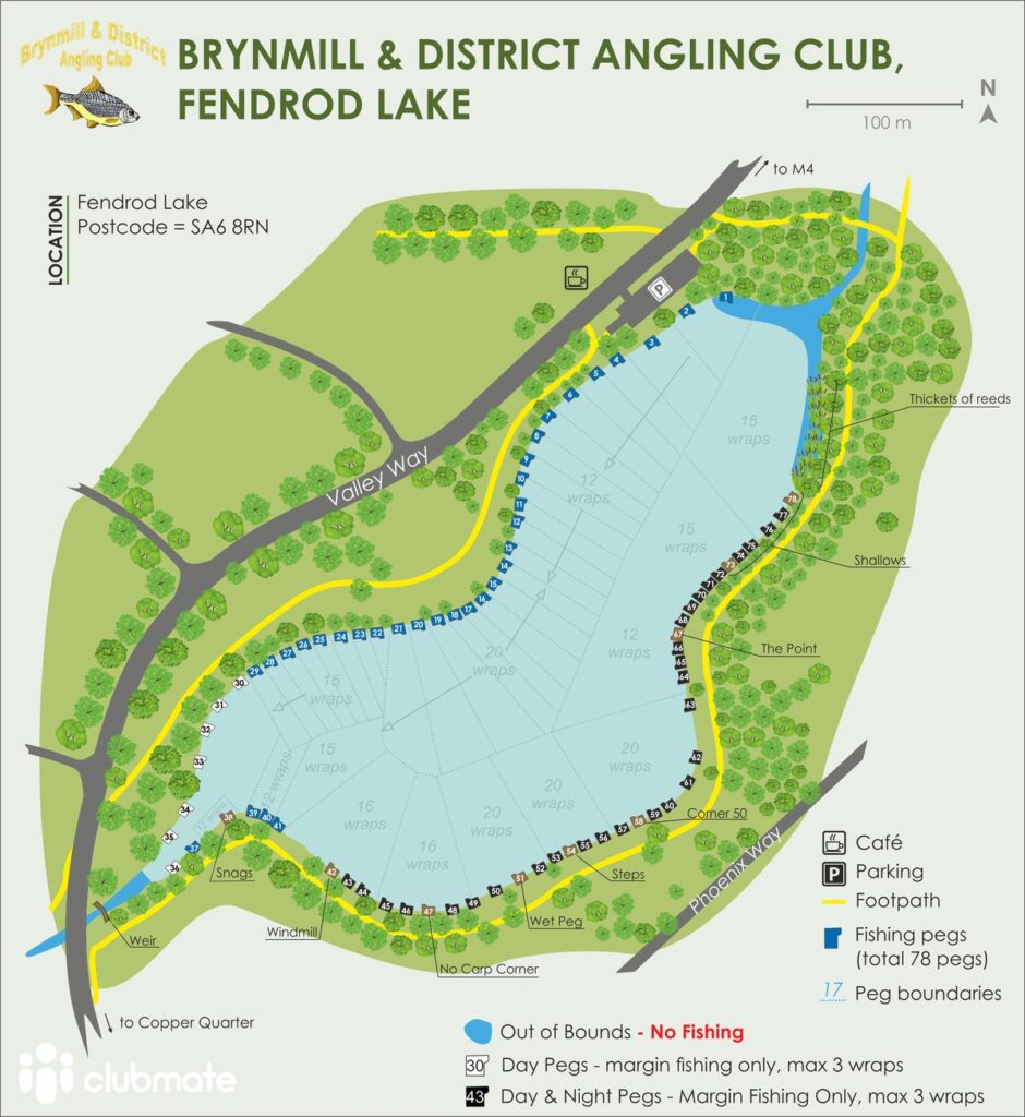 Fendrod Lake Venue Map Brynmill & District Angling Club